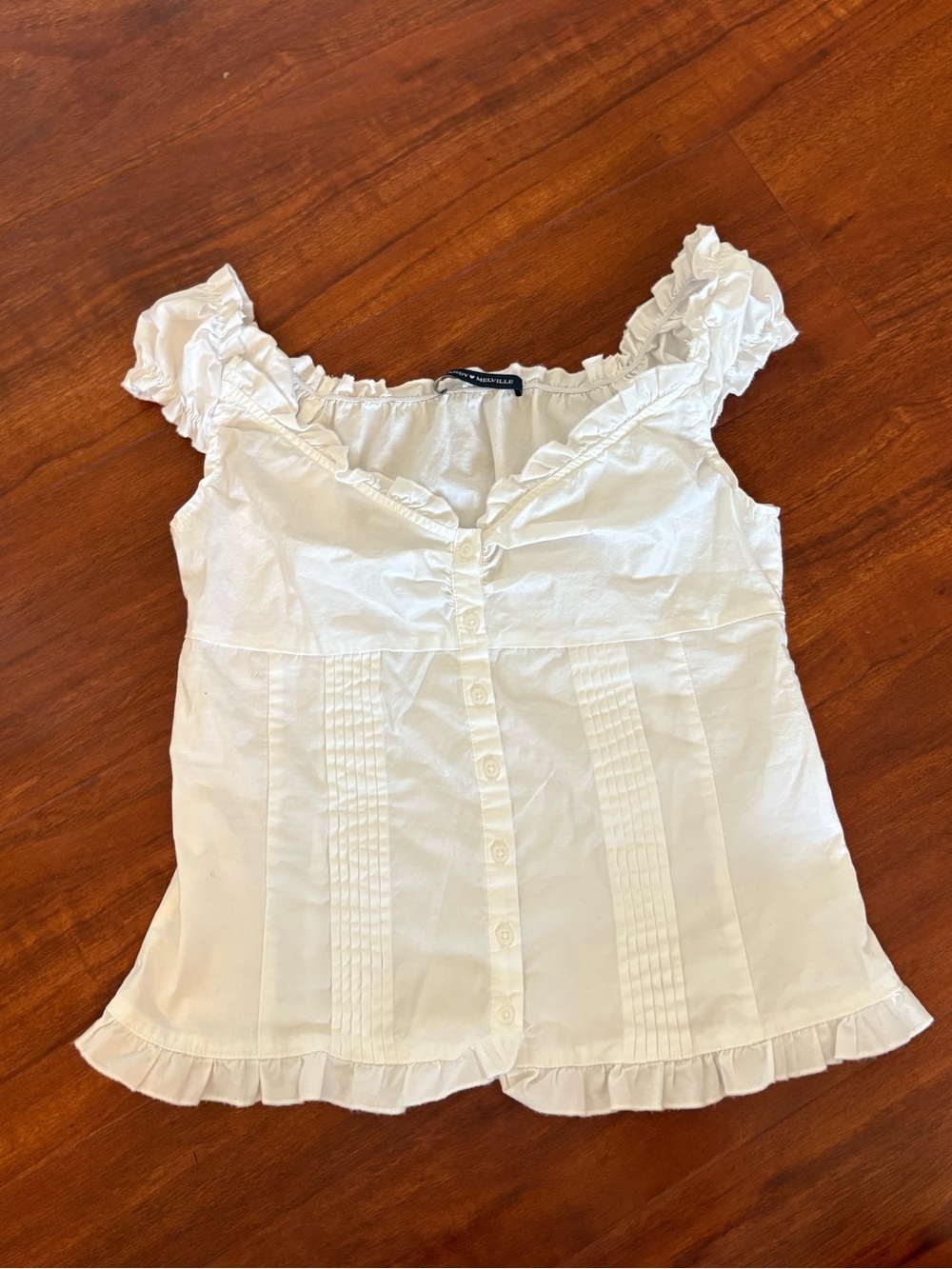 Brandy Melville White Peasant Top